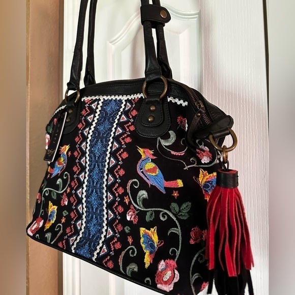 Sharif Hello Gorgeous 3D Embroidered tassels Bag Andalusian Garden Bird Animal - Picture 8 of 15